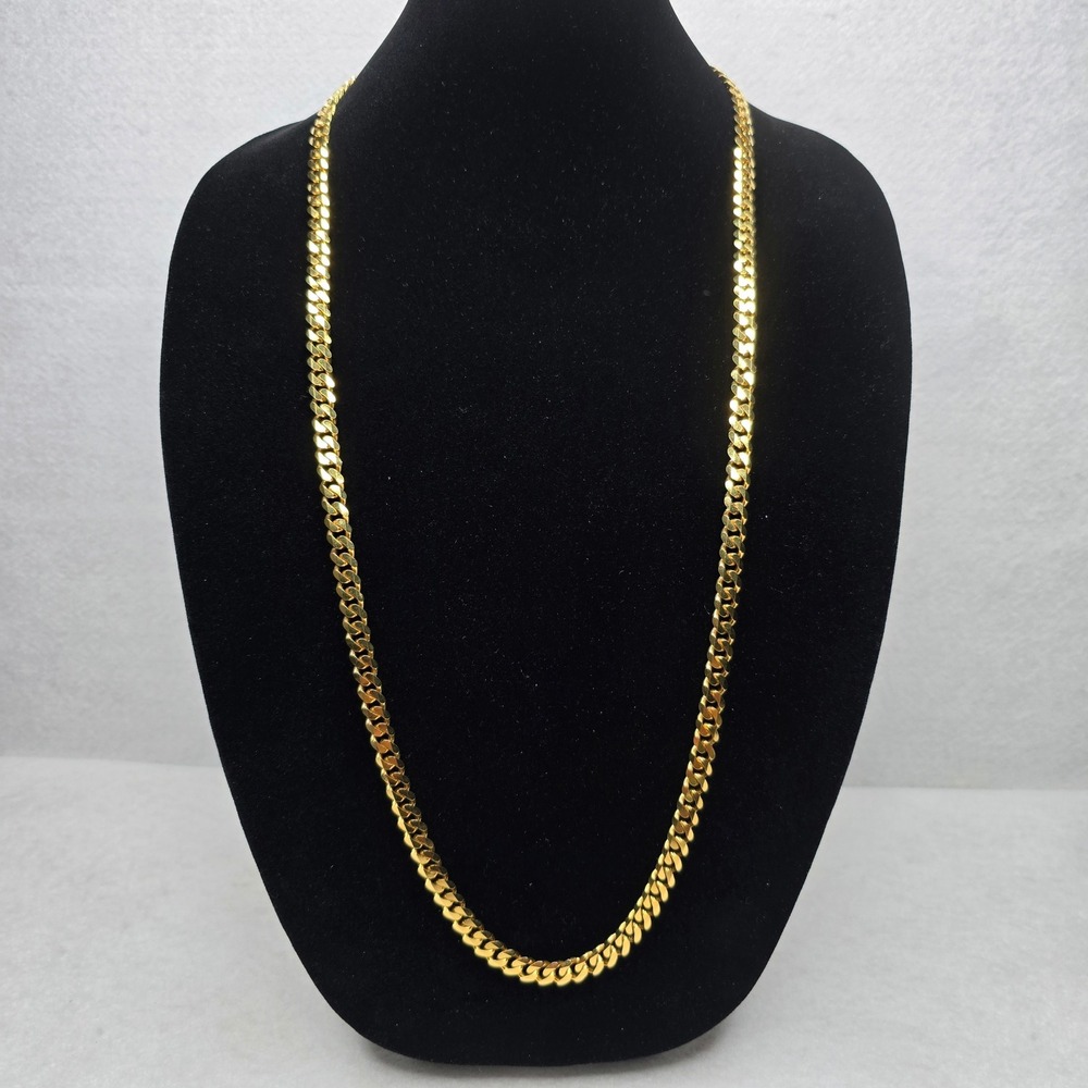 Monet Gold Tone Cuban Link Chain Necklace Long 36" Jewelry - Picture 15 of 16